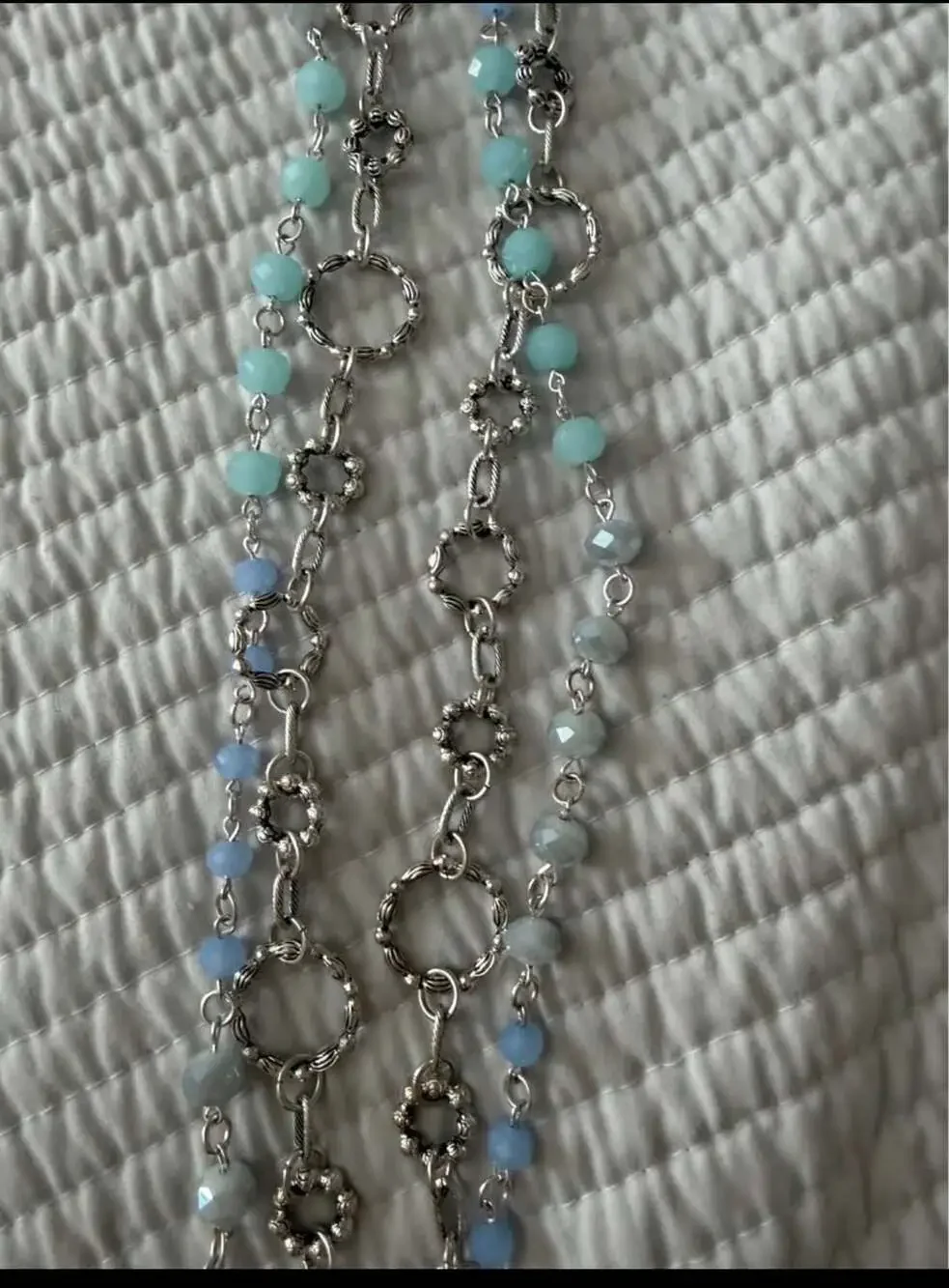 Premier Designs Under the Sea Multi-Strand Blue and Silver Tone Beaded Necklace